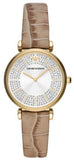 Emporio Armani AR11518 Gianni T-Bar Crystals Women's Watch – Silver Dial & Brown Leather Strap