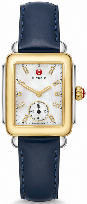 Michele Deco Silver Dial Blue Leather Strap Watch For Women - MWW06V000048