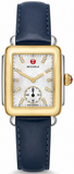 Michele Deco Mother of Pearl Dial Blue Leather Strap Watch For Women - MWW06V000048