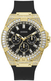 Guess GW0208G2 Zeus Chronograph Men’s Watch – Black Dial & Black Silicone Strap with Diamonds