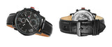 Tommy Hilfiger Aden Chronograph Black Dial Black Leather Strap Watch for Men - 1791310