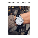 Daniel Wellington DW00100205 Iconic Link Women's Watch – White Dial with Silver Stainless Steel Strap