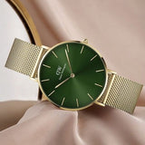 Daniel Wellington DW00100480 Petite Emerald Women's Watch – Green Dial & Gold Mesh Strap