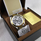 Michael Kors Bradshaw Chronograph Silver Dial Two Tone Steel Strap Watch For Women - MK5855