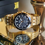 Fossil FS5836 FB-01 Chronograph Men’s Watch – Black Dial with Gold Steel Strap