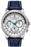 Citizen Eco-Drive Calendrier BU2020-11A Men's Watch – White Dial with Blue Leather Strap