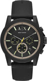 Armani Exchange Outerbanks AX1343 Men's Chronograph Watch – Black Dial with Black Silicone Strap