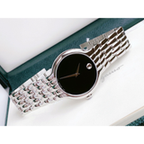Movado 0606337 Classic Quartz Men's Watch – Black Dial & Silver Steel Strap