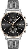 Hugo Boss 1513805 Associate Men's Watch – Black Dial & Silver Mesh Bracelet