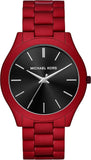 Michael Kors MK8712 Slim Runway Quartz Men's Watch – Black Dial & Red Steel Strap