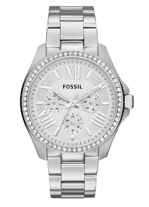 Fossil Cecile Chronograph Silver Dial Silver Steel Strap Watch for Women - AM4481