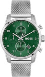 Hugo Boss 1513938 Skymaster Men's Watch – Green Dial & Silver Mesh Bracelet