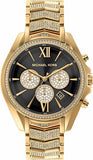 Michael Kors MK7224 Whitney Chronograph Quartz Women's Watch – Black Dial & Gold Steel Strap