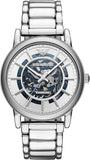 Emporio Armani AR60006 Meccanico Automatic Men's Watch – Silver Dial with Silver Steel Strap