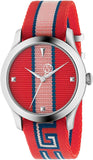 Gucci YA1264070 G Timeless Quartz Men's Watch – Red Dial & Two-Tone NATO Strap