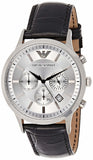 Emporio Armani AR2432 Classic Chronograph Men's Watch – Silver Dial & Black Leather Strap