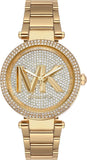 Michael Kors MK7283 Parker Analog Women's Watch – Gold Dial with Crystals & Gold Steel Strap