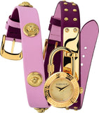 Versace VEDW00319 Medusa Lock Icon Quartz Women's Watch – Gold Dial & Red Leather Strap
