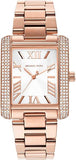 Michael Kors MK4644 Emery Three-Hand Quartz Women's Watch – Silver Dial & Rose Gold Steel Strap with Crystals