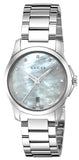Gucci YA126542 G-Timeless Diamonds Women's Watch – Mother of Pearl Dial & Silver Steel Bracelet