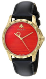 Gucci YA126464 G-Timeless Men's Watch – Coral Red Dial & Black Leather Strap