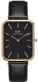 Daniel Wellington DW00100449 Quadro Women's Watch – Black Dial & Leather Strap