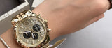 Michael Kors Lexington Crystals Gold Dial Gold Steel Strap Watch for Men - MK8494