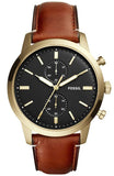 Fossil FS5338 Townsman Chronograph Men's Watch – Black Dial & Brown Leather Strap