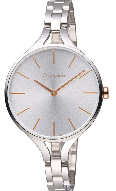 Calvin Klein Graphic Silver Dial Silver Steel Strap Watch for Women - K7E23B46