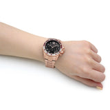 Michael Kors MK6972 Everest Chronograph Quartz Women's Watch – Black Dial & Rose Gold Steel Strap