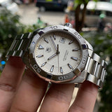 Tag Heuer Aquaracer Quartz White Dial Silver Steel Strap Watch for Men - WAY1111.BA0928