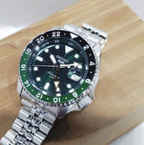 Seiko 5 Sports SSK035K1 SKX GMT Automatic Men's Watch – Green Dial & Silver Steel Bracelet