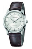Calvin Klein K5S341G6 Infinity Quartz Men's Watch – Silver Dial & Brown Leather Strap