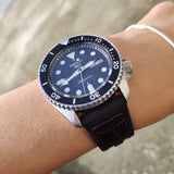 Seiko 5 Sports SKX Automatic Black Dial Black Leather Strap Watch for Men - SRPD55K2