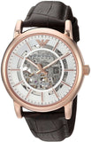 Emporio Armani AR1983 Meccanico Men's Watch – Silver Skeleton Dial & Brown Leather Strap