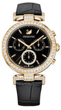 Swarovski 5295320 Era Journey Chronograph Women's Watch – Black Dial & Black Leather Strap