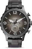 Fossil JR1437 Nate Chronograph Men's Watch – Gunmetal Dial & Grey Steel Strap