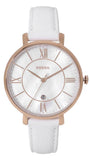 Fossil ES4579 Jacqueline Women’s Watch – Mother of Pearl White Dial with White Leather Strap