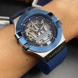 Maserati Potenza 42mm Blue Dial Automatic Silicone Strap Watch For Men - R8821108028