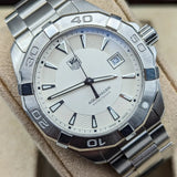 Tag Heuer Aquaracer Quartz White Dial Silver Steel Strap Watch for Men - WAY1111.BA0928