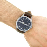 Armani Exchange Hampton AX2133 Men's Chronograph Watch – Blue Dial with Brown Leather Strap