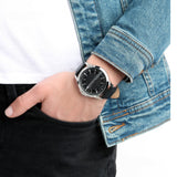 Armani Exchange Hampton AX2101 Men's Chronograph Watch – Classic Black Dial with Black Leather Strap