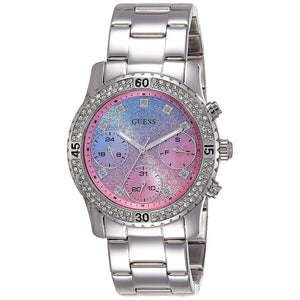 Guess Confetti Multicolored Dial Silver Steel Strap Watch For Women - W0774L1