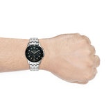 Fossil FS5864 FB-01 Chronograph Men’s Watch – Black Dial with Silver Steel Strap