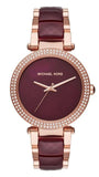 Michael Kors MK6412 Parker Women's Watch – Maroon Dial & Two-Tone Steel Bracelet