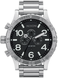 Nixon 51-30 Chrono Black Dial Silver Steel Strap Watch for Men - A083-000