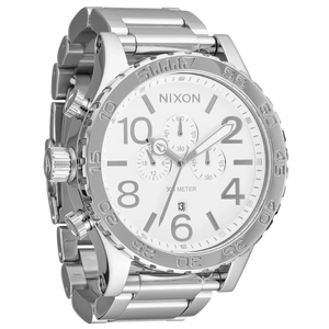 Nixon 51-30 Chrono Silver Dial Silver Steel Strap Watch for Men - A083-488