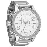 Nixon 51-30 Chrono Silver Dial Silver Steel Strap Watch for Men - A083-488