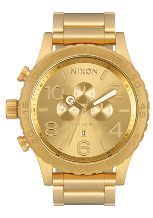 Nixon 51-30 Chronograph Gold Dial Gold Steel Strap Watch for Men - A083-502