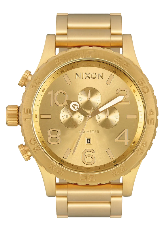 Nixon 51-30 Chronograph Gold Dial Gold Steel Strap Watch for Men - A083-502